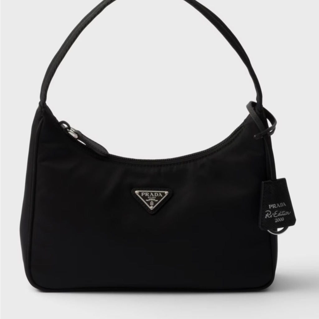 Prada Black Nylon Shoulder Bag With Triangle Logo